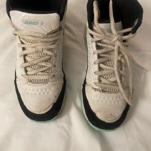 AND1 Kids White and Black Sneakers with Mint Accents